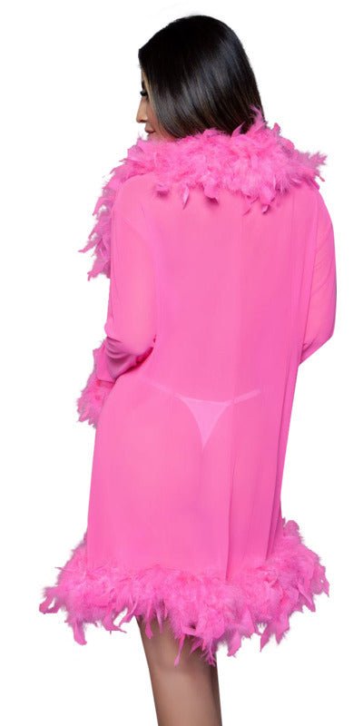 Sexy Long Boa Feather Robe in Hot Pink Musotica.com