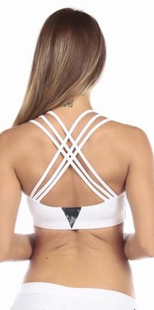 Sexy Multi String Cross Cross Back Tactical Blueberry Pixilated Camo Work Out Top - White/Blue Musotica.com