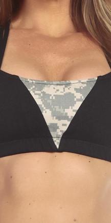 Sexy Multi String Cross Cross Back Tactical Green Pixilated Camo Work Out Top - Black/Green Musotica.com