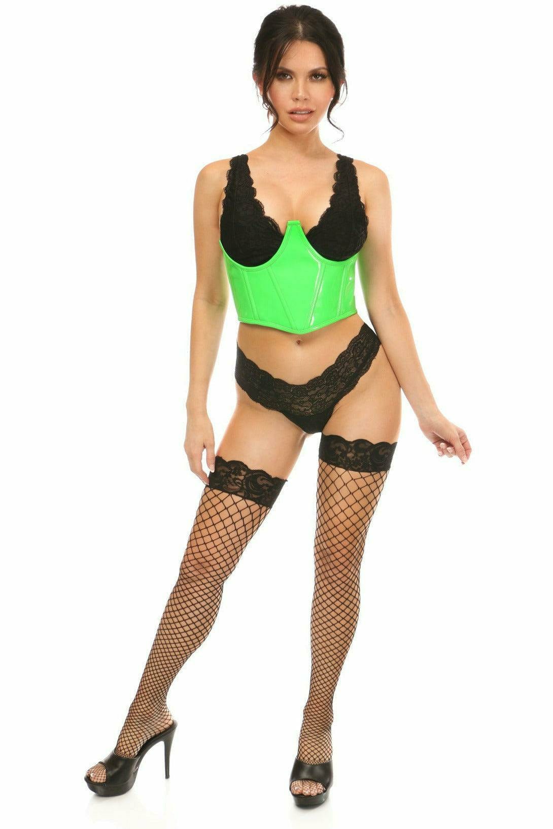 Sexy Neon Green Patent Open Cup Underwire Waist Cincher Musotica.com
