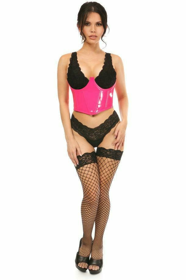 Sexy Neon Pink Patent Open Cup Underwire Waist Cincher Musotica.com
