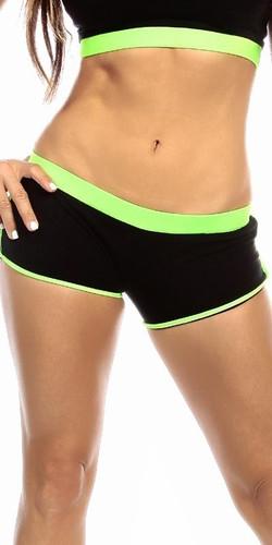 Sexy Neon Trim Fit Super Set Low Rise Athletic Gym Shorts - Black/Neon Green Musotica.com