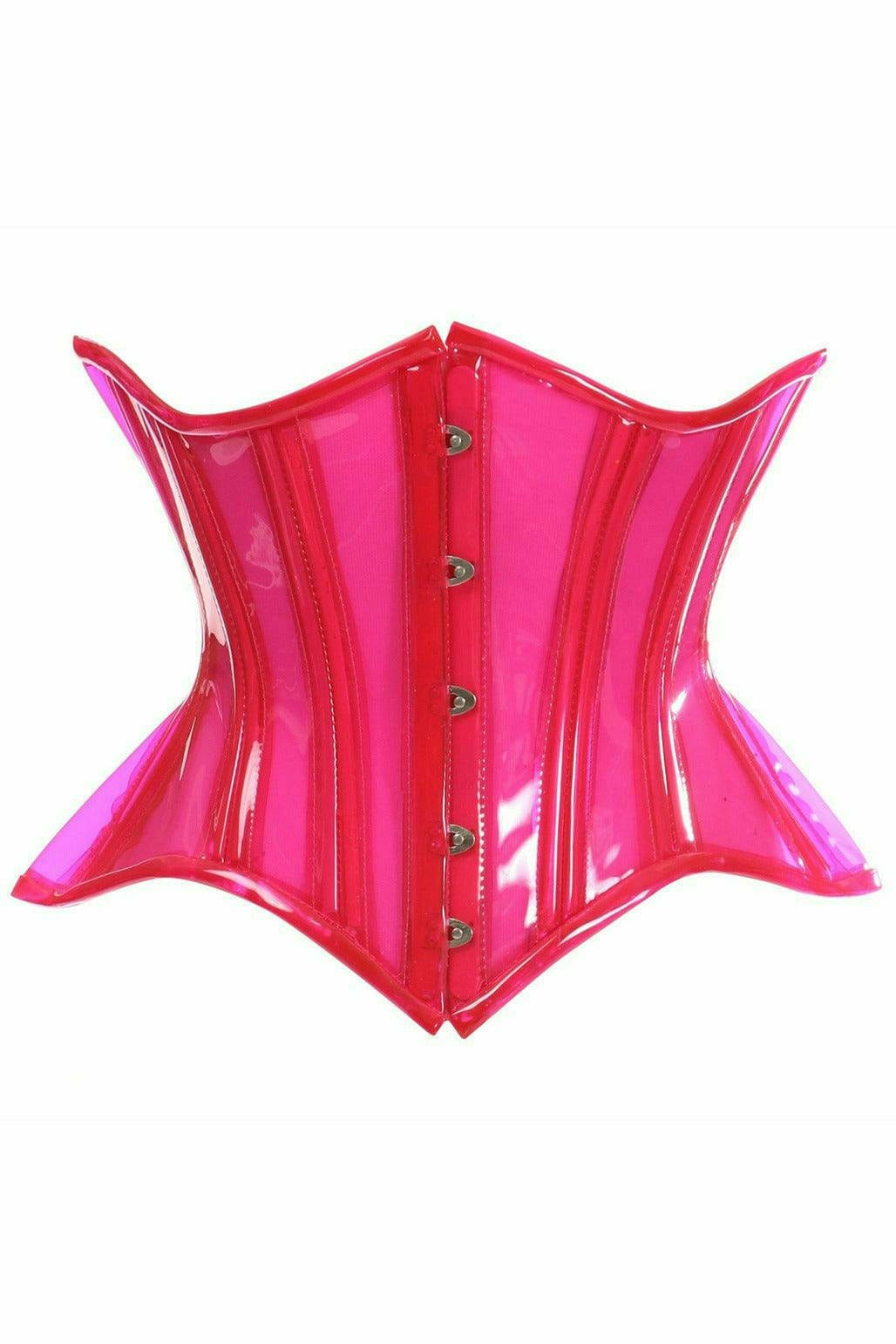 Sexy Pink Clear Curvy Underbust Waist Cincher Corset Musotica.com