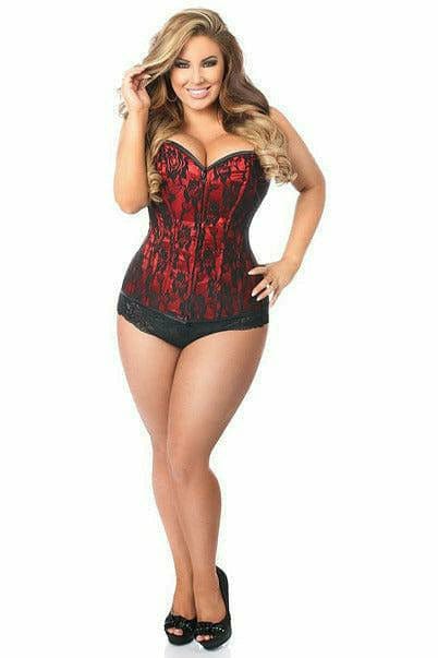 Sexy Red Lace Front Zipper Corset Musotica.com