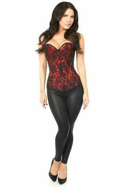 Sexy Red Lace Front Zipper Corset Musotica.com