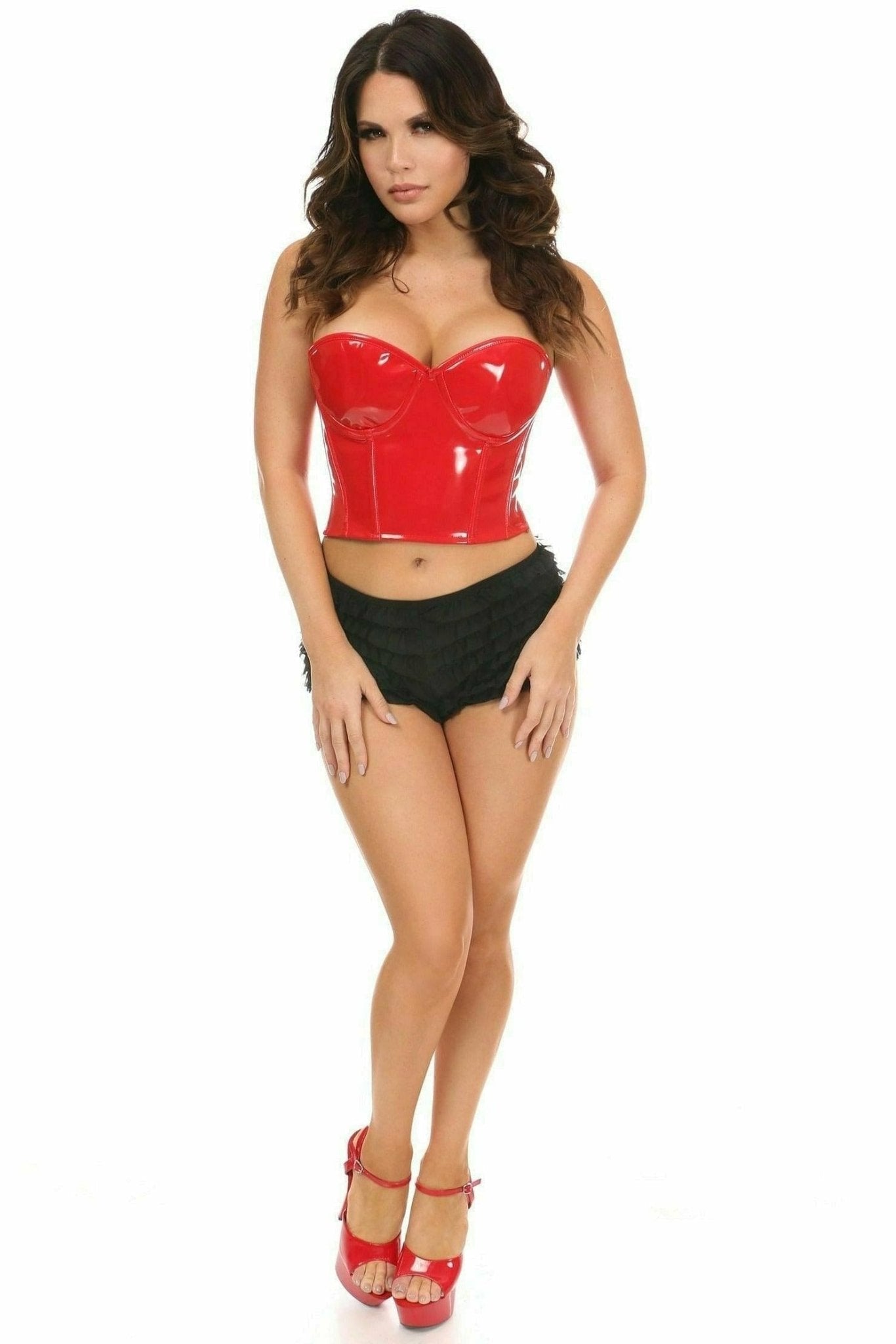 Sexy Red Patent Vinyl PVC Underwire Bustier Musotica.com