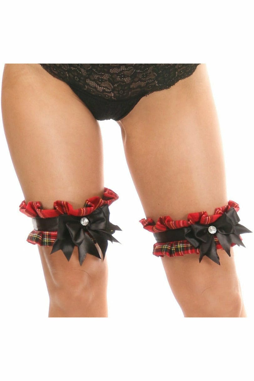 Sexy Red Plaid Leg Garters Musotica.com