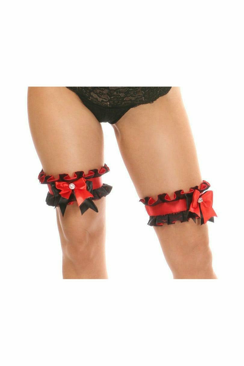 Sexy Red with Black Lace Leg Garters Musotica.com