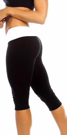 Sexy Roll Down Sport Band Stretch To Fit Shred Capri Yoga Leggings - Black/White Musotica.com