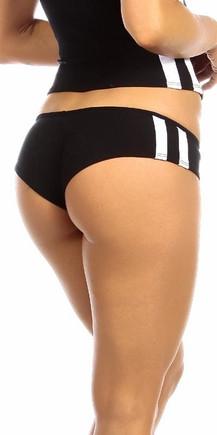 Sexy Trim Triple Stripe Fitness Core Mini Work Out Shorts - Black/White Musotica.com
