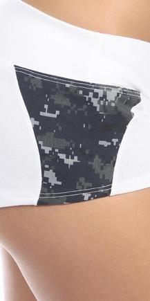 Sexy Unbroken Honor Military Navy Scrunch Back Work Out Shorts - White/Blue Musotica.com