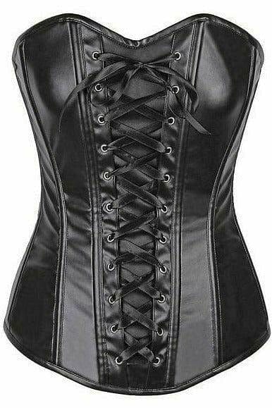 Sexy Wet Look Faux Leather Lace-Up Over Bust Corset Musotica.com