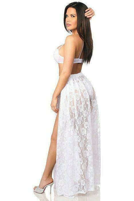 Sheer White Lace Maxi Skirt Musotica.com