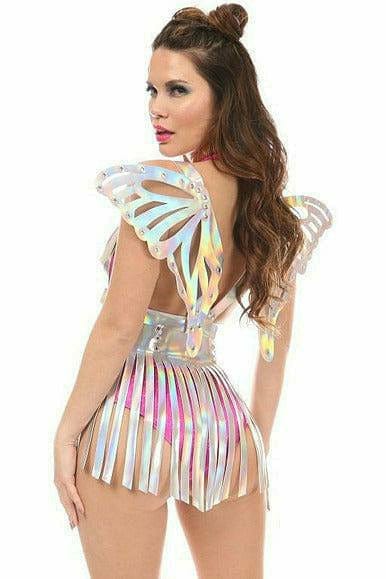 Silver Hologram Large Butterfly Wing Body Harness Musotica.com