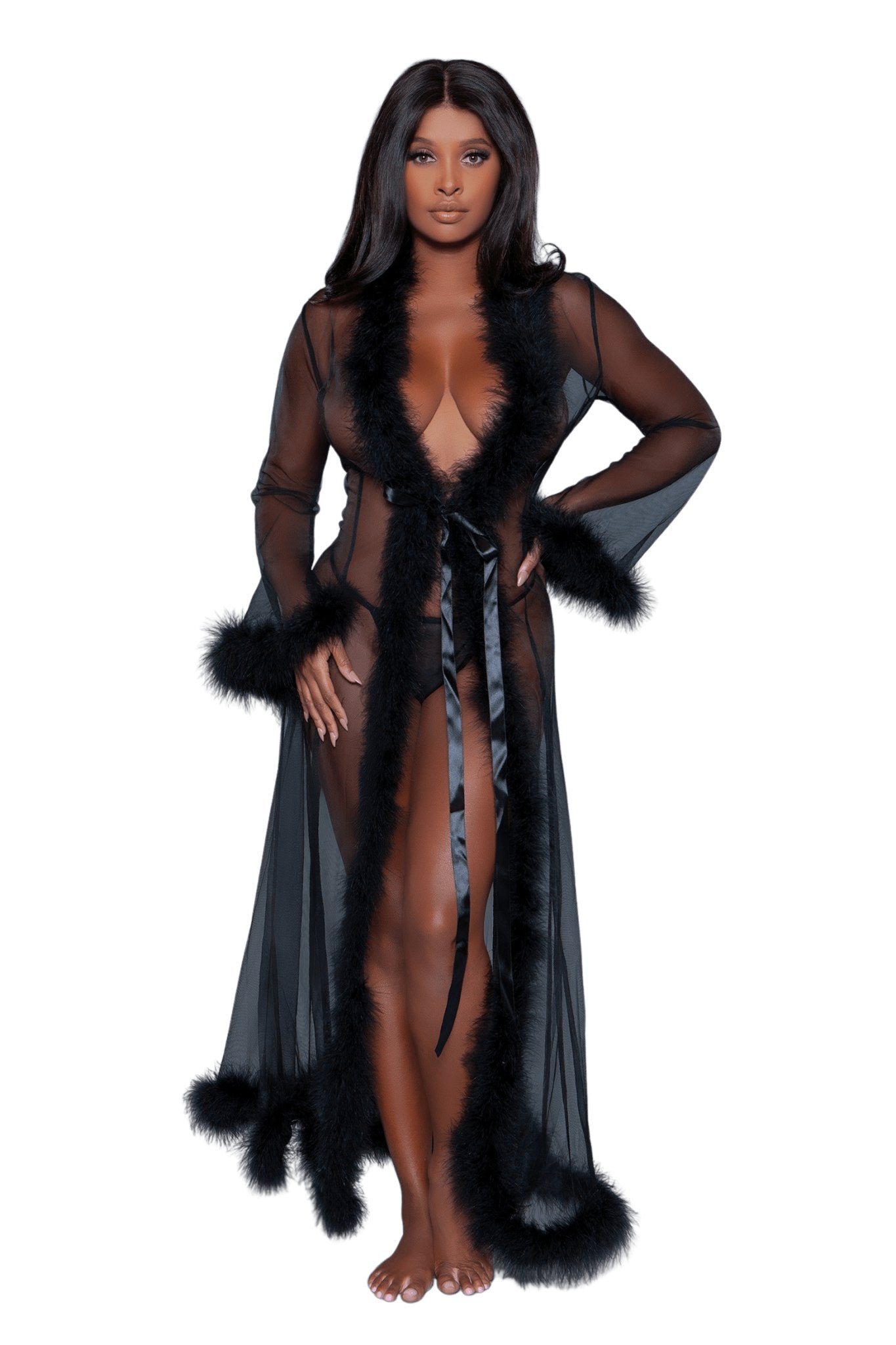 Vintage Look Marabou Long Robe Musotica.com