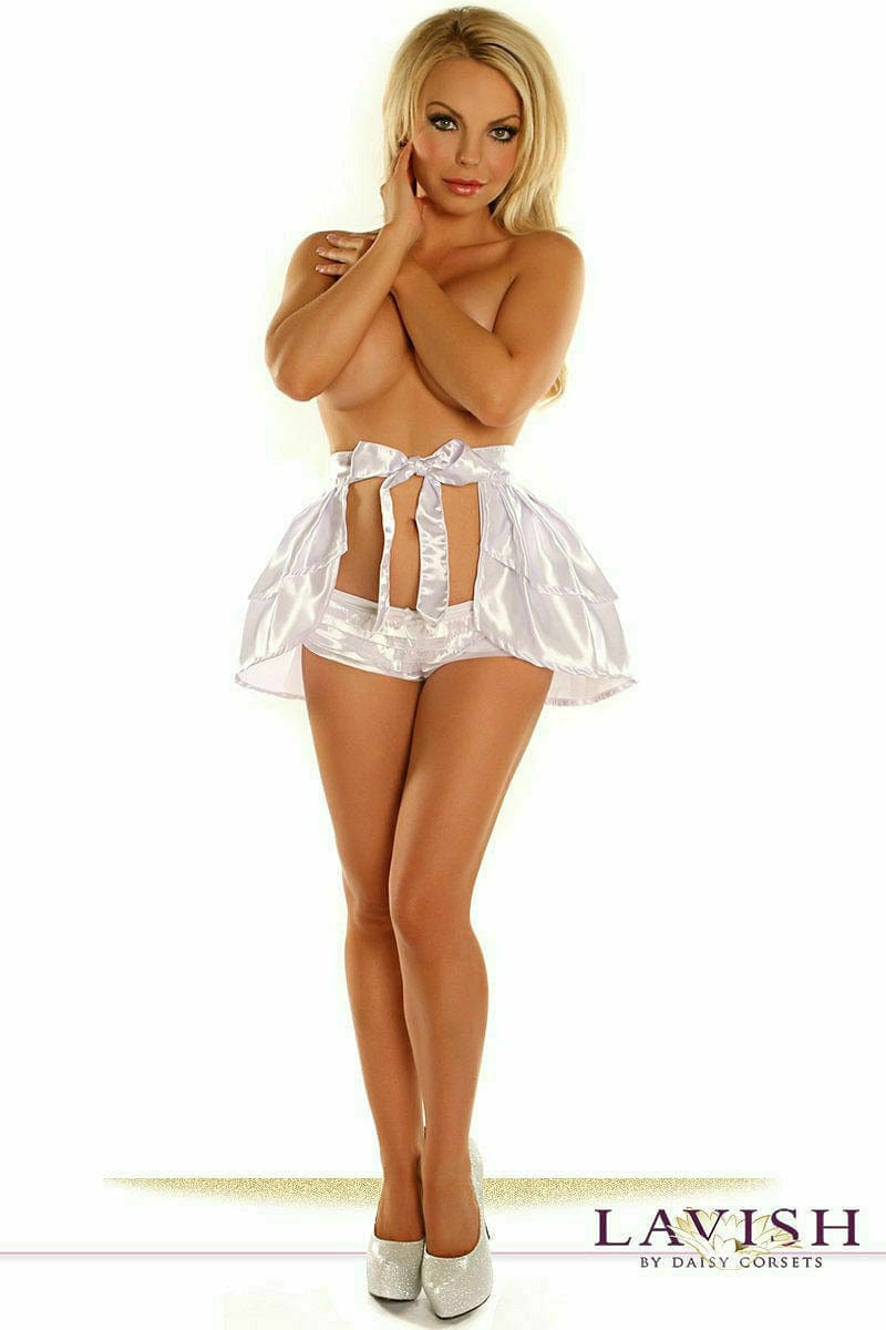 White Satin Layered Ruffle Skirt Musotica.com