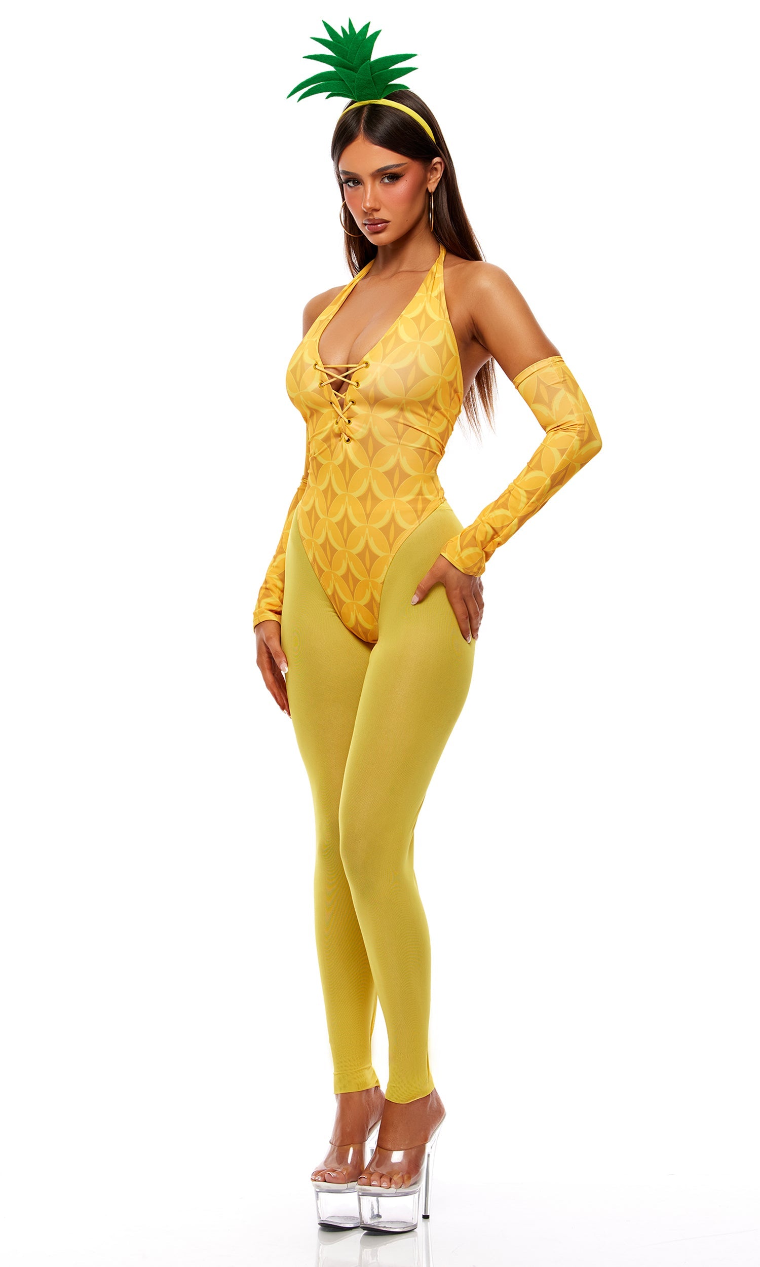 Yellow Pineapple Fruit Print Women's Halloween Costume