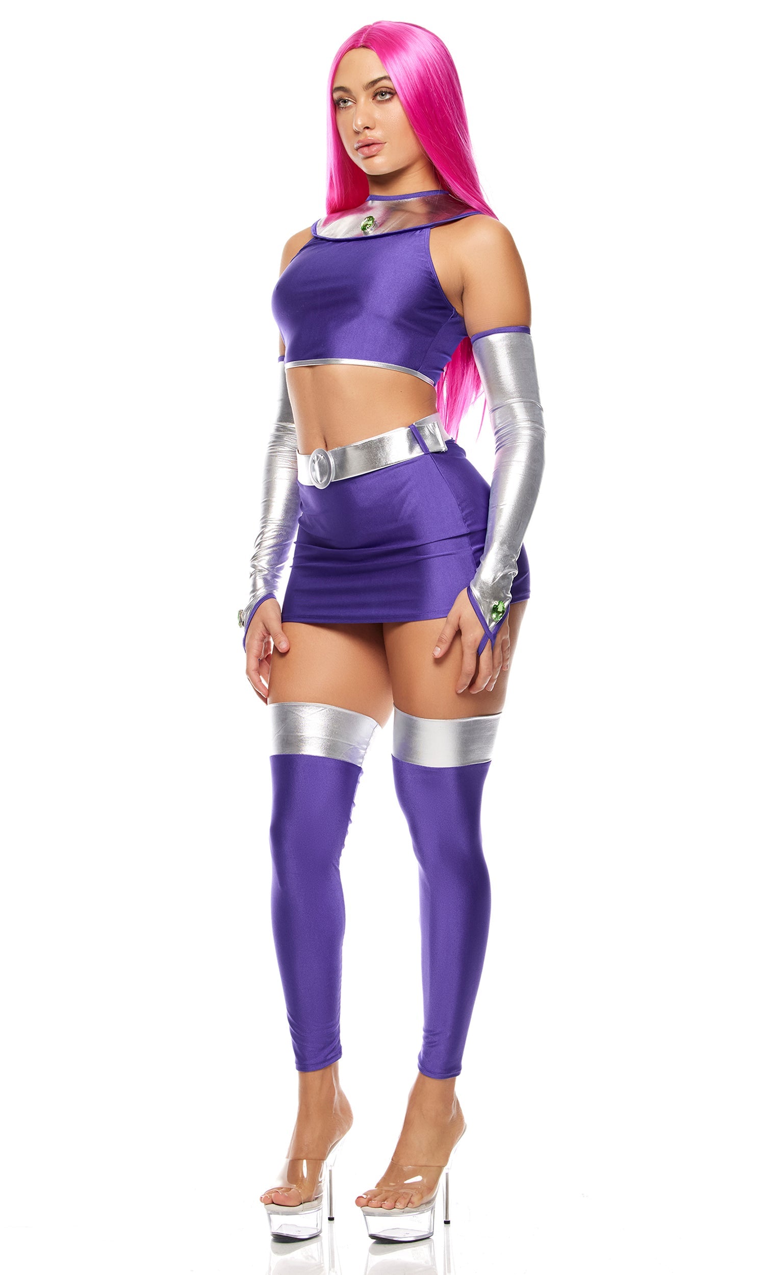 Purple Gem-Adorned Alien Royalty Halloween Costume