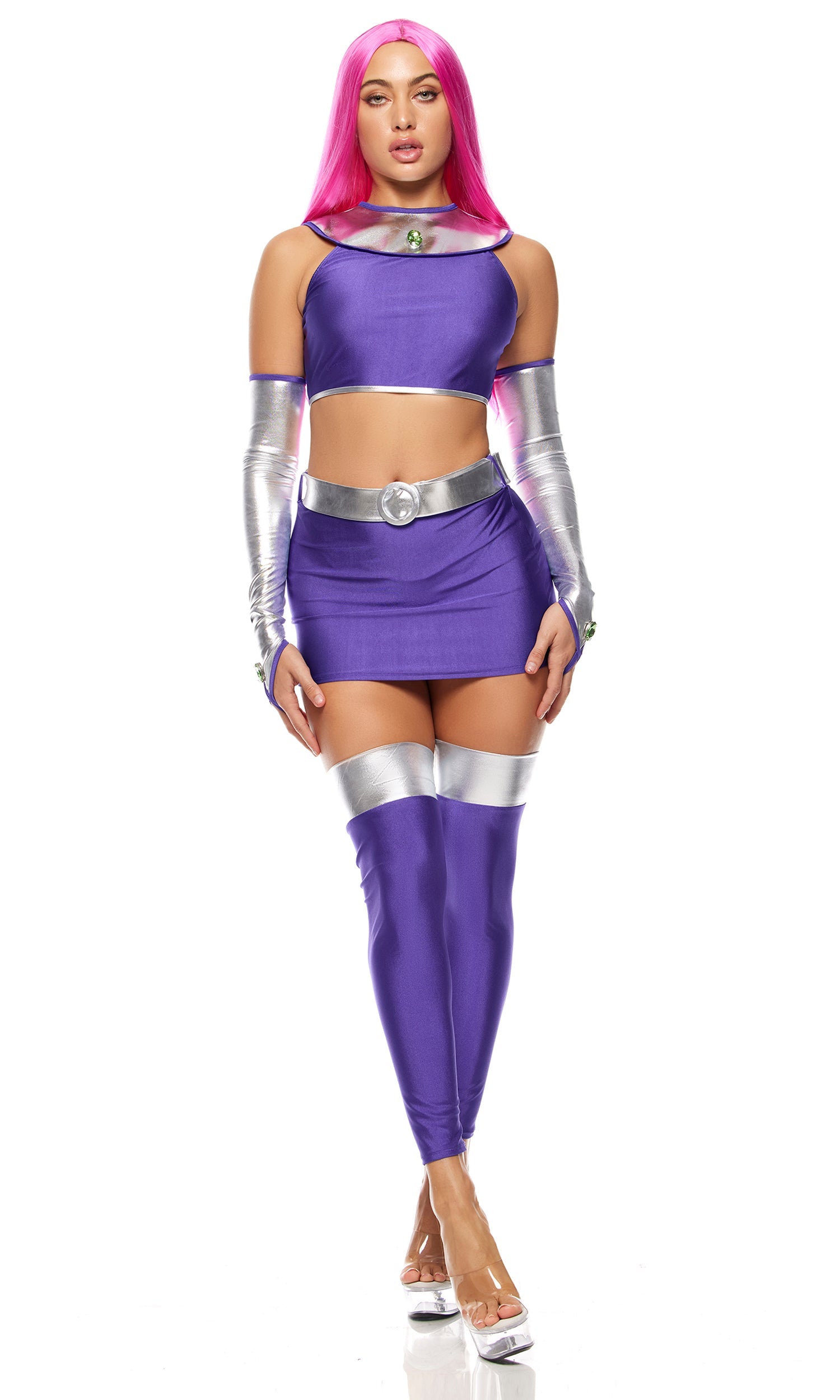 Purple Gem-Adorned Alien Royalty Halloween Costume
