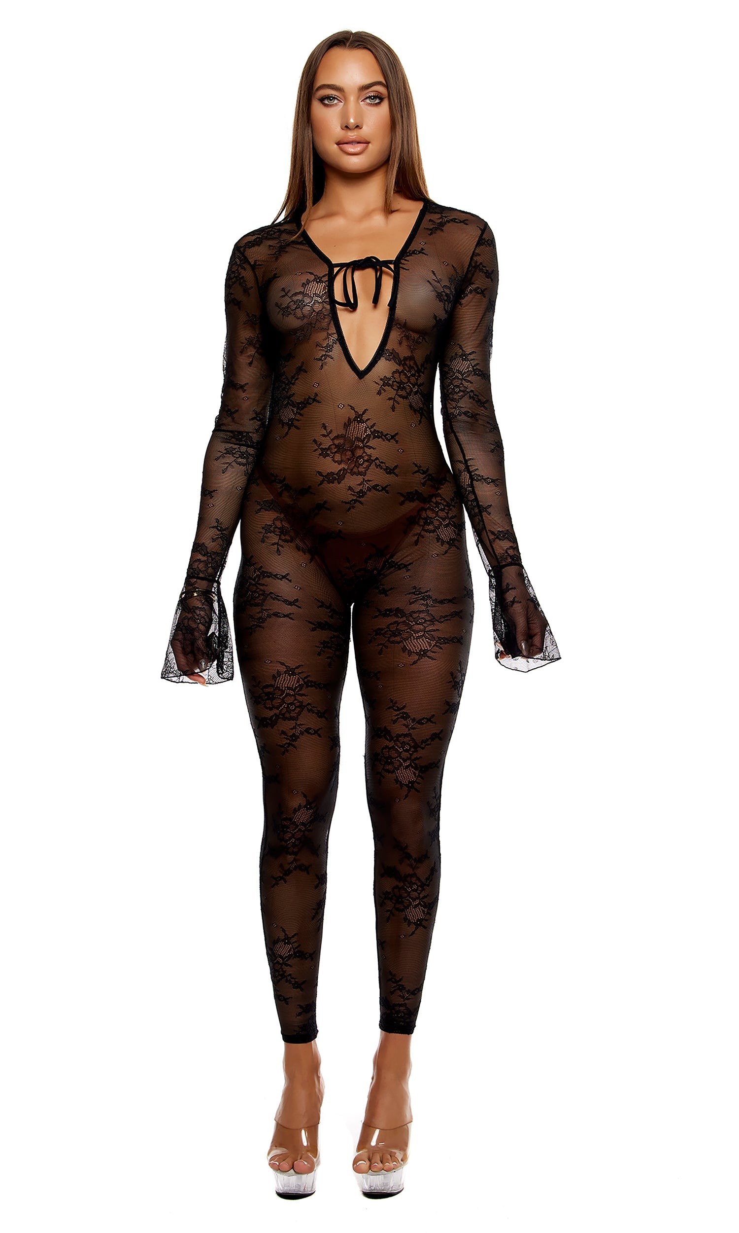 Take It Easy Lounge Lace Jumpsuit - Black