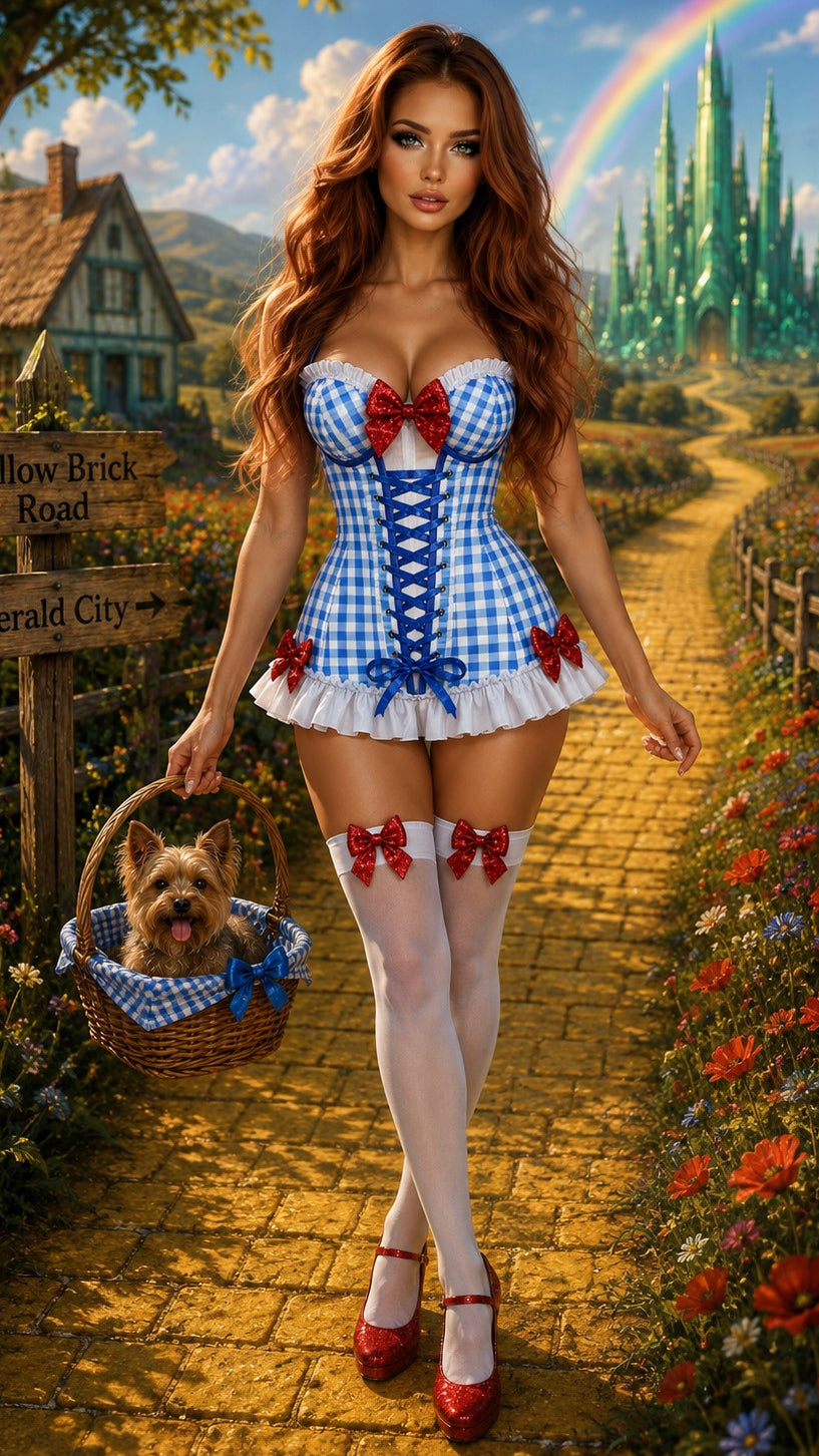 Blue Gingham Ruby Slipper Corset Halloween Costume