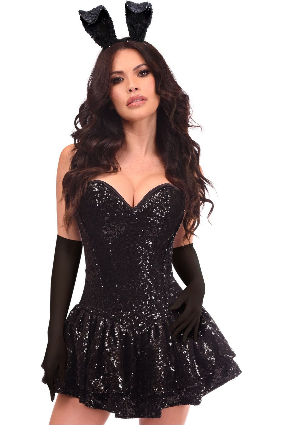 Ravishing 4 PC Black Bunny Corset Dress Costume