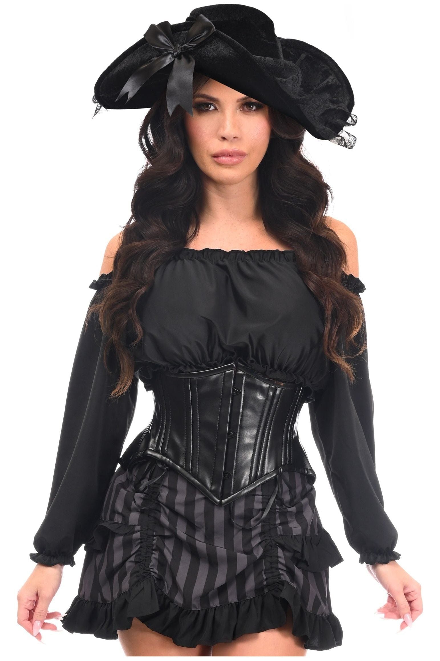 High End 4-Piece Striped Corset Pirate Costume