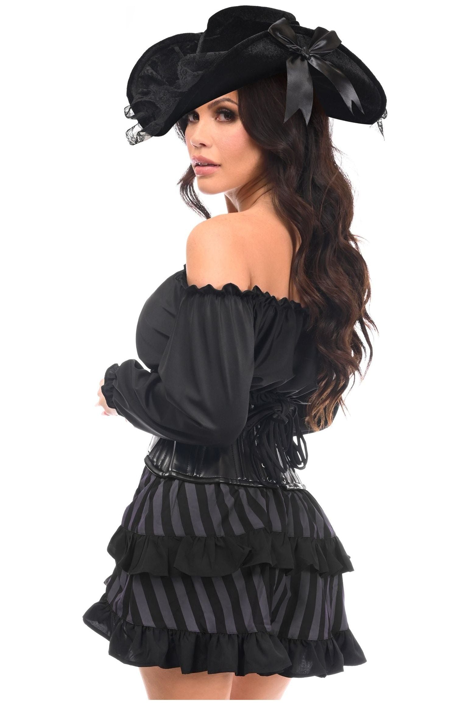 High End 4-Piece Striped Corset Pirate Costume