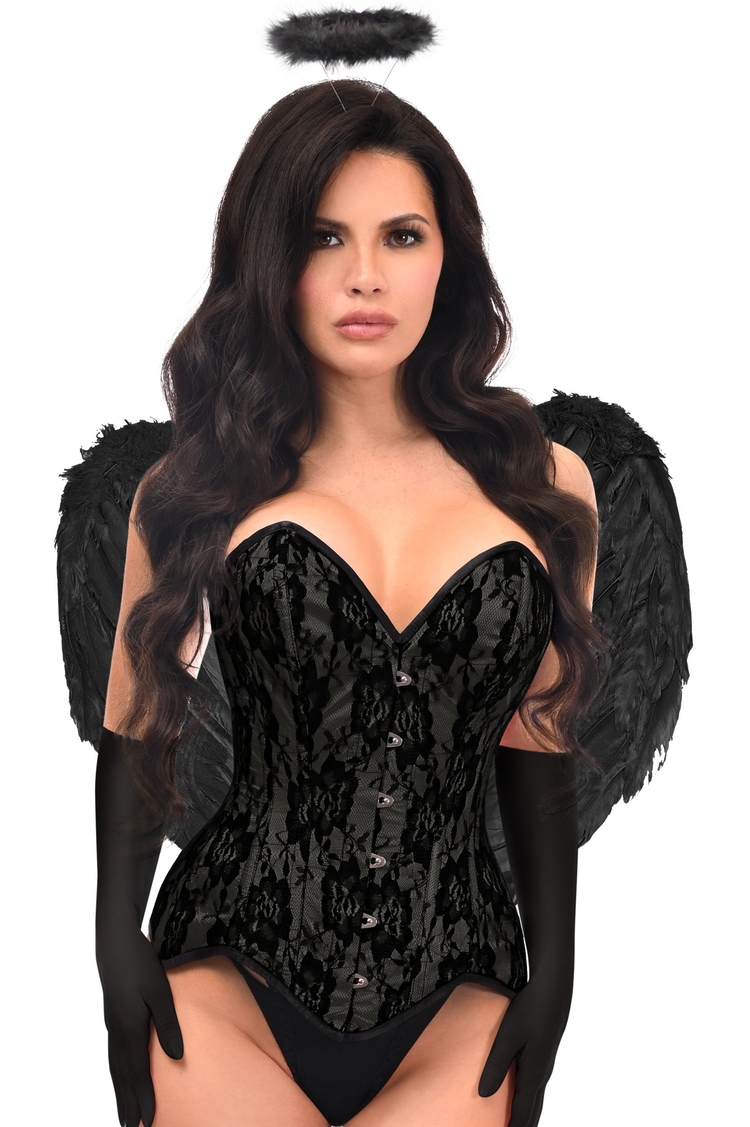 Glamorous 4 PC Premium Black Angel Wings Costume