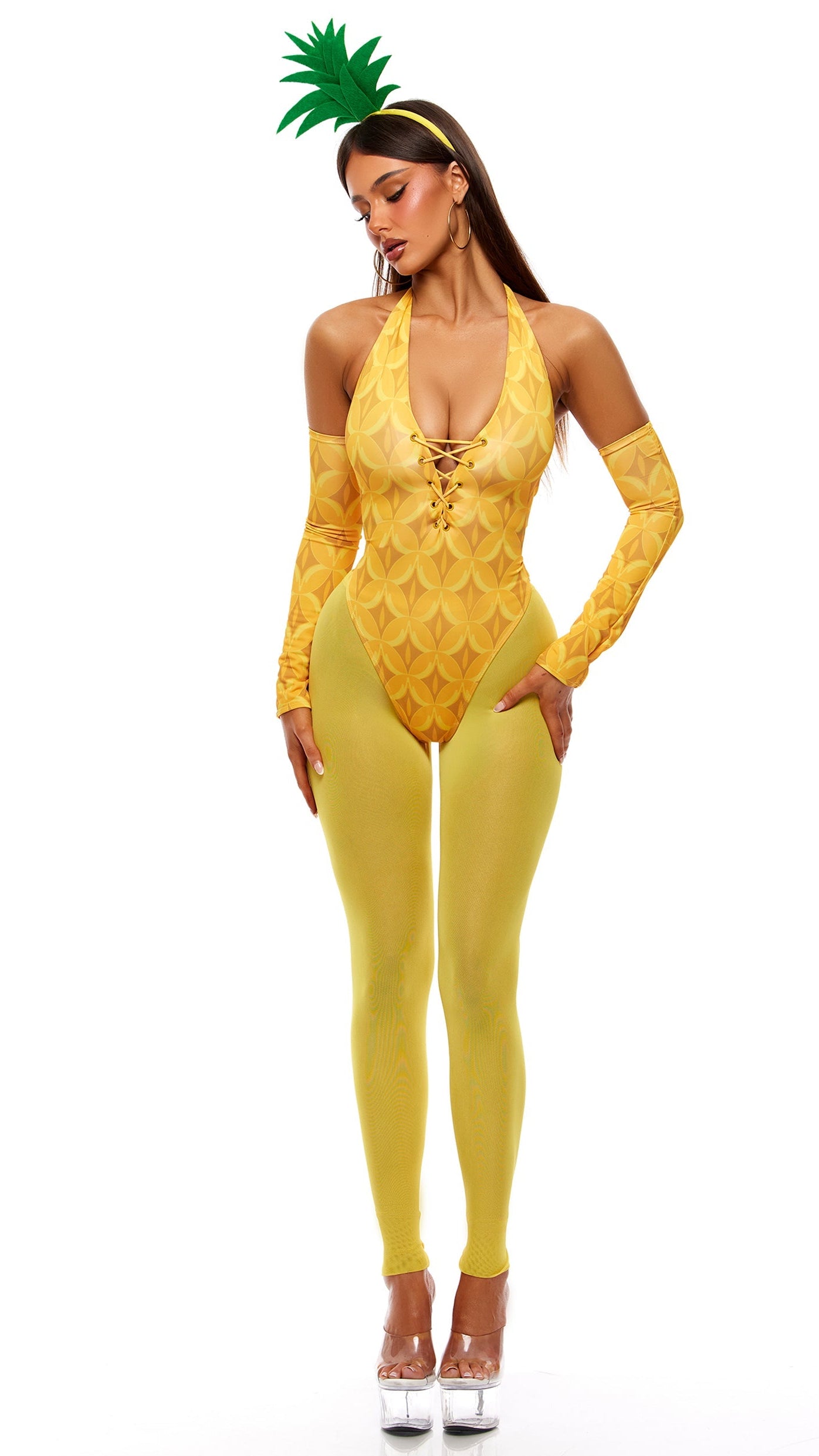 Yellow Pineapple Fruit Print Women's Halloween Costume