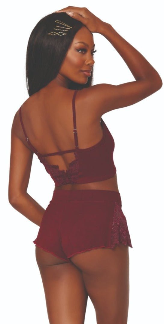 Cozy Rib Knit Bralette and Short Sleep Set Musotica.com