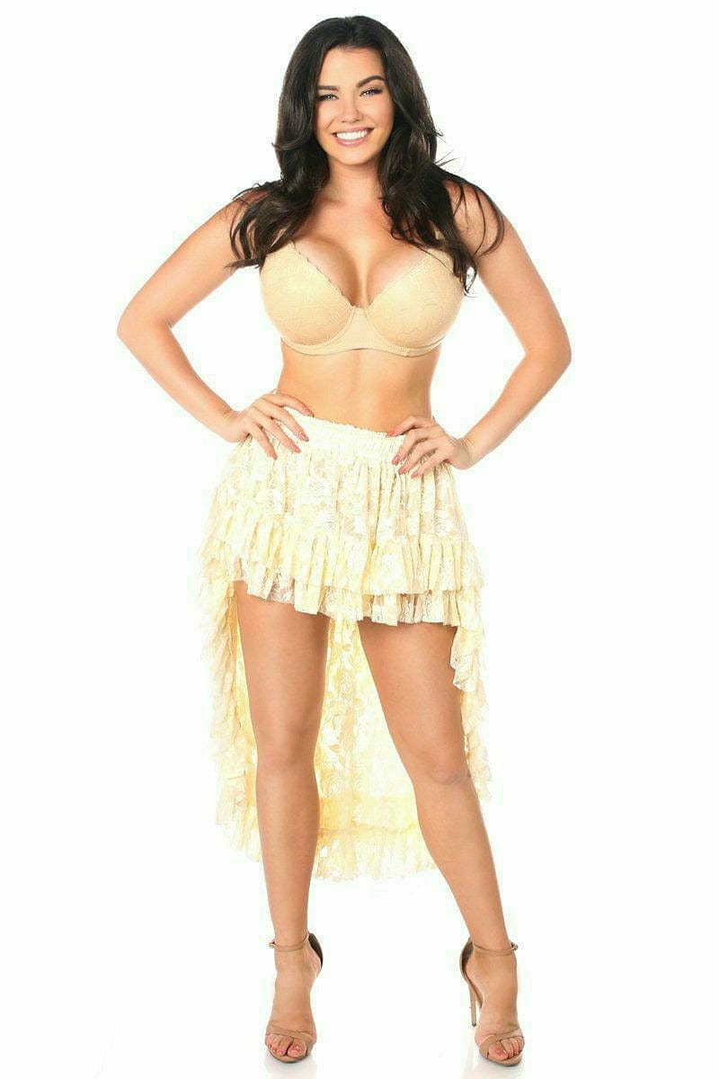 Cream Lace High Low Lace Skirt Musotica.com