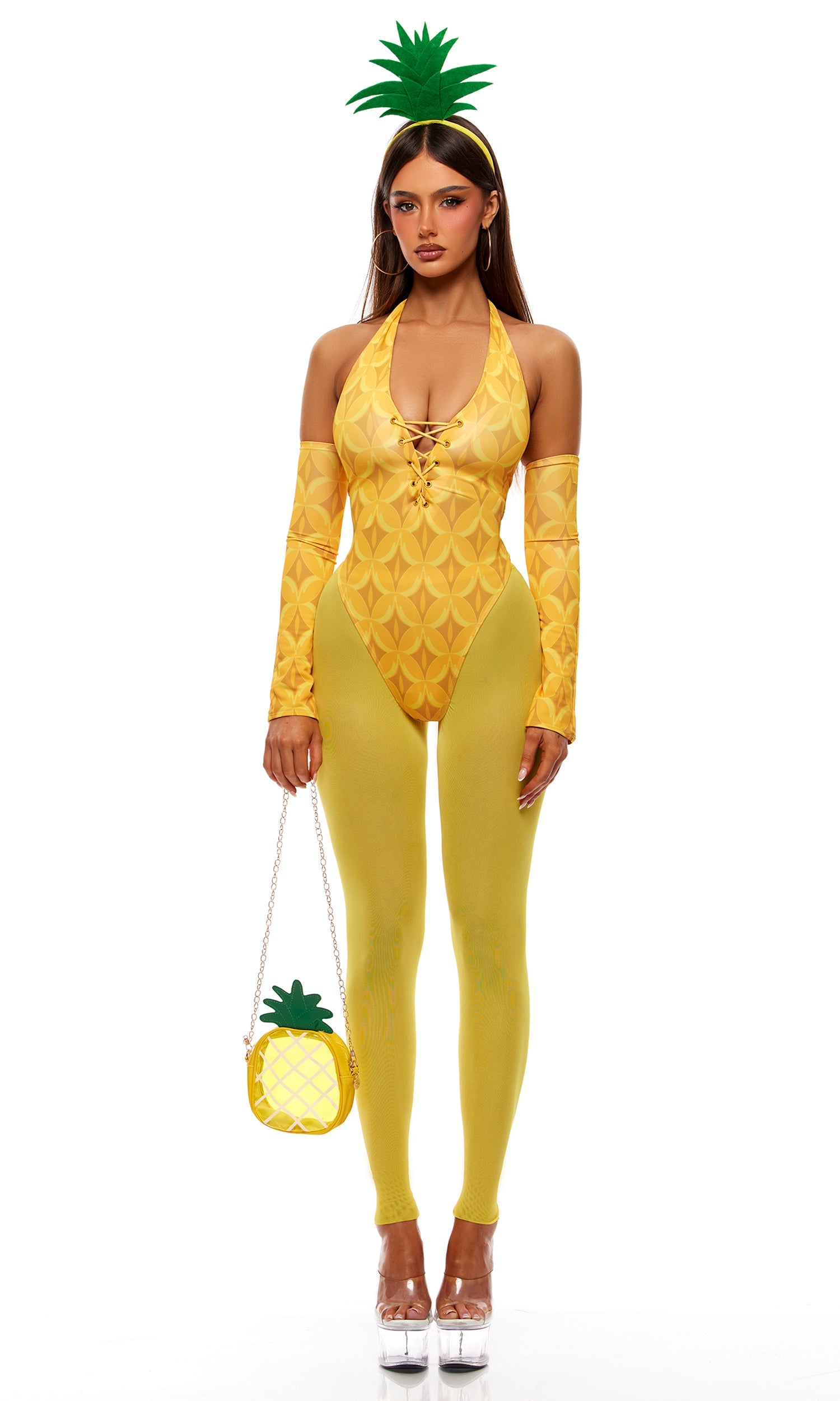 Yellow Pineapple Fruit Print Women's Halloween Costume