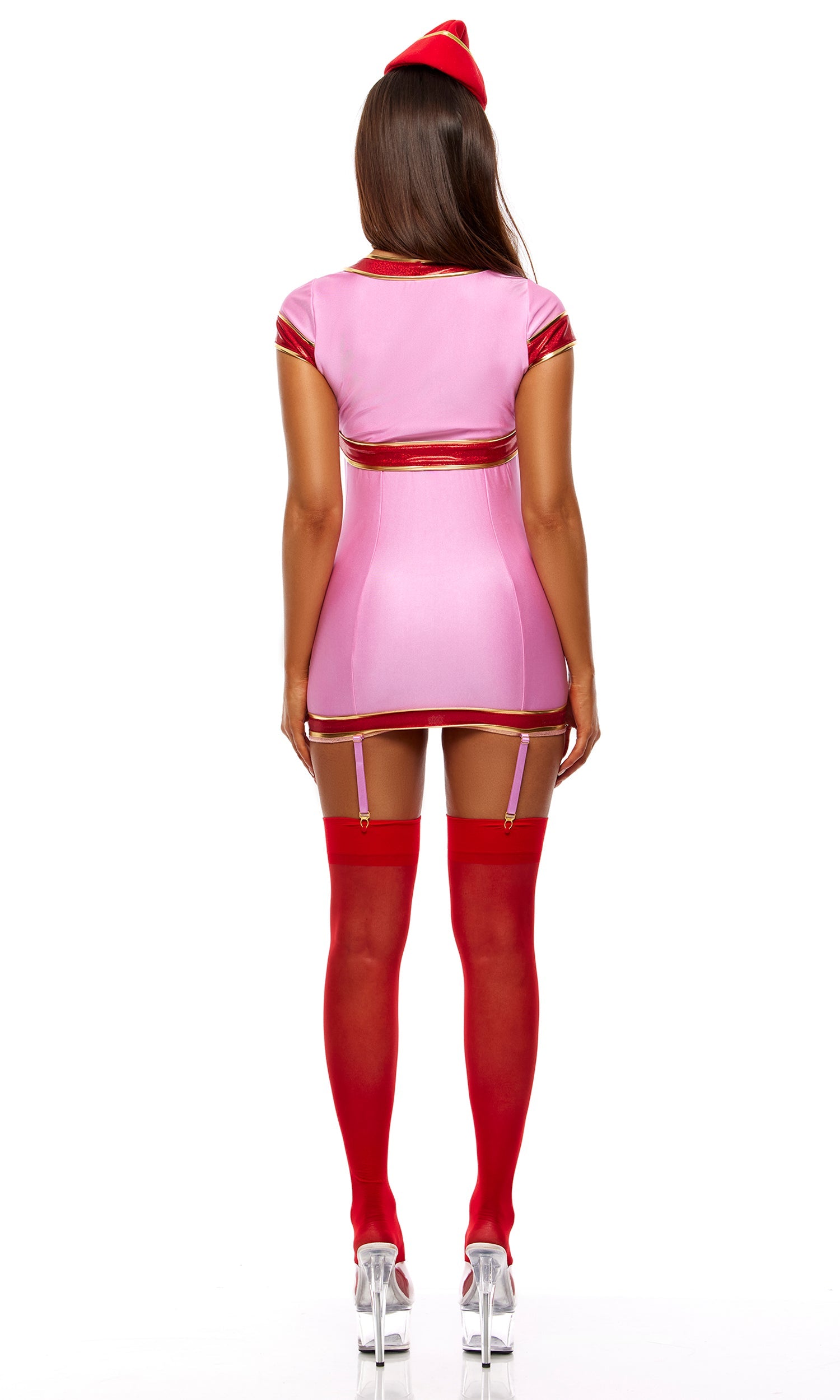 Pink Vintage Stewardess Halloween Costume