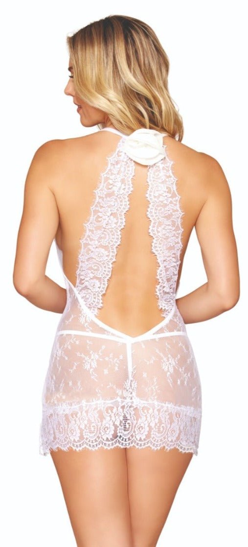 Eyelash Lace Chemise and G-string Combo Musotica.com
