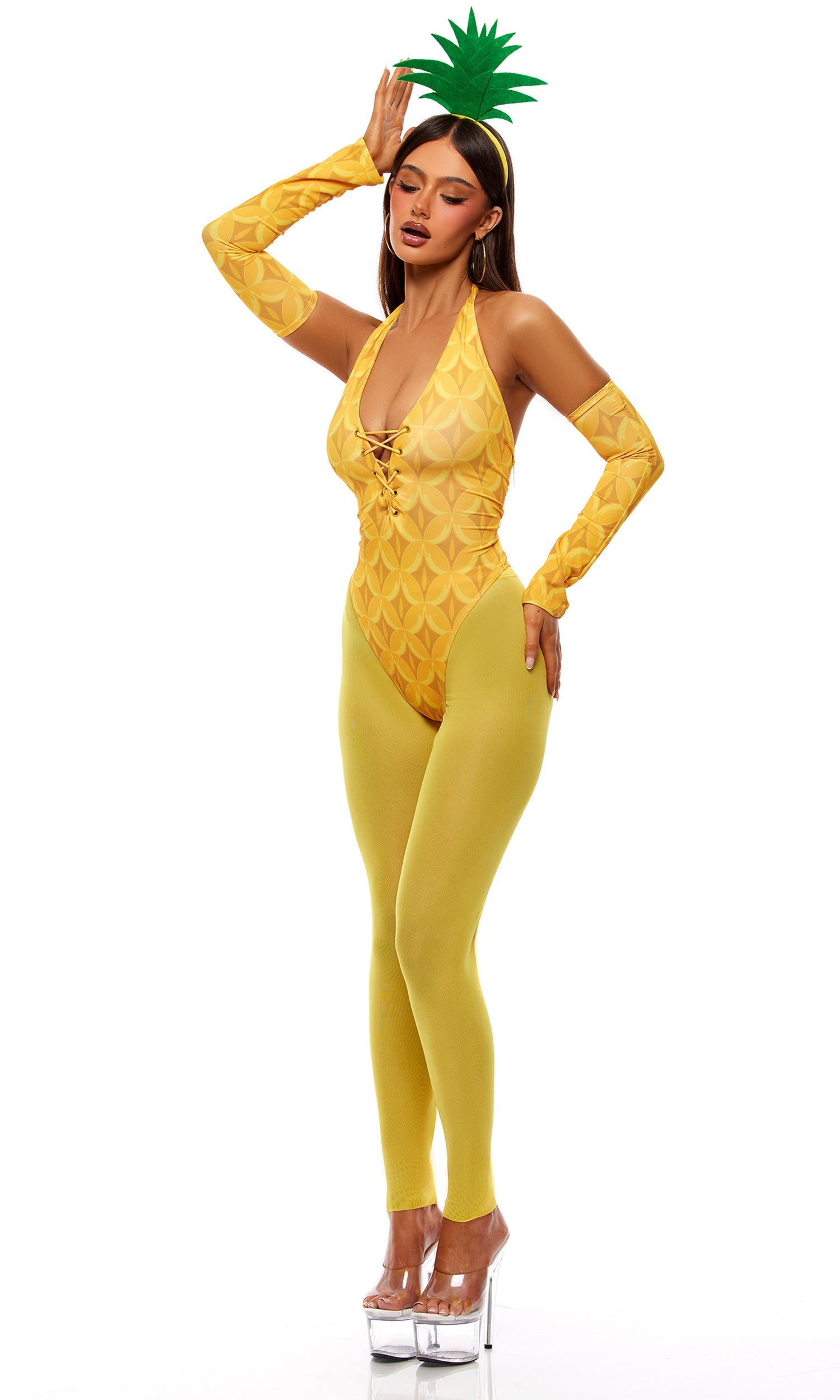 Yellow Pineapple Fruit Print Women's Halloween Costume
