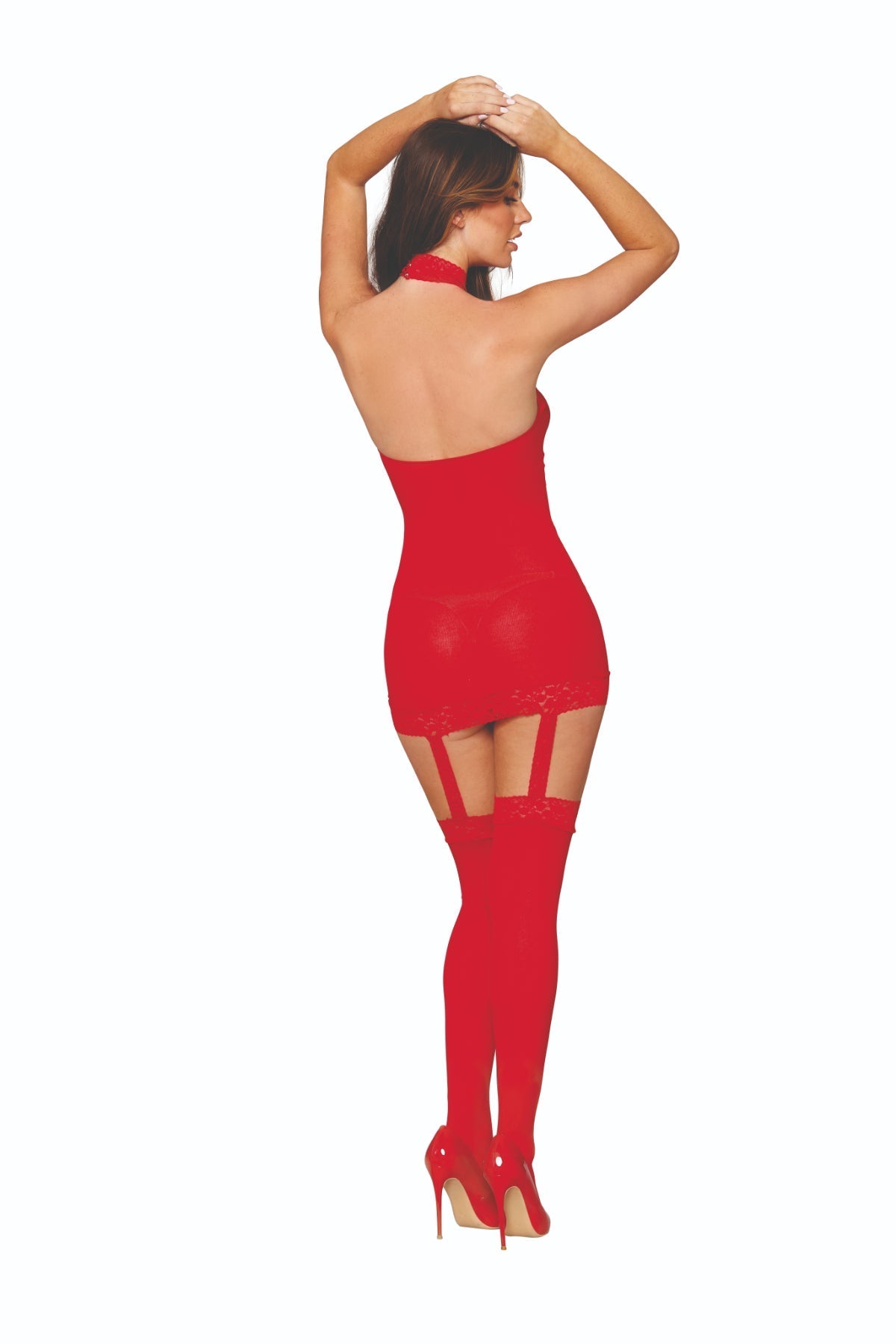 Opaque Bodystocking Dress with Attached Thigh Highs Musotica.com