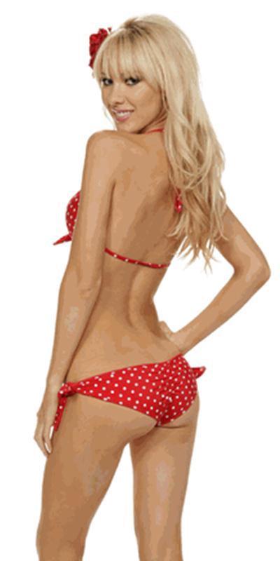 Red Polkadot Glamour Pin Up Bikini Musotica.com