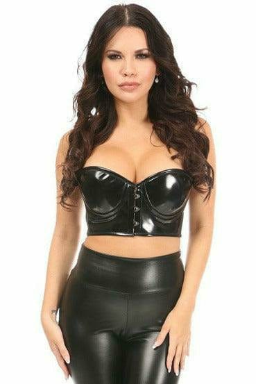 Sexy Black Patent PVC Underwire Short Bustier Musotica.com
