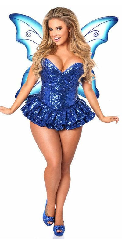 Sexy Deluxe Sequin Blue Fairy Corset Dress Halloween Costume Musotica.com