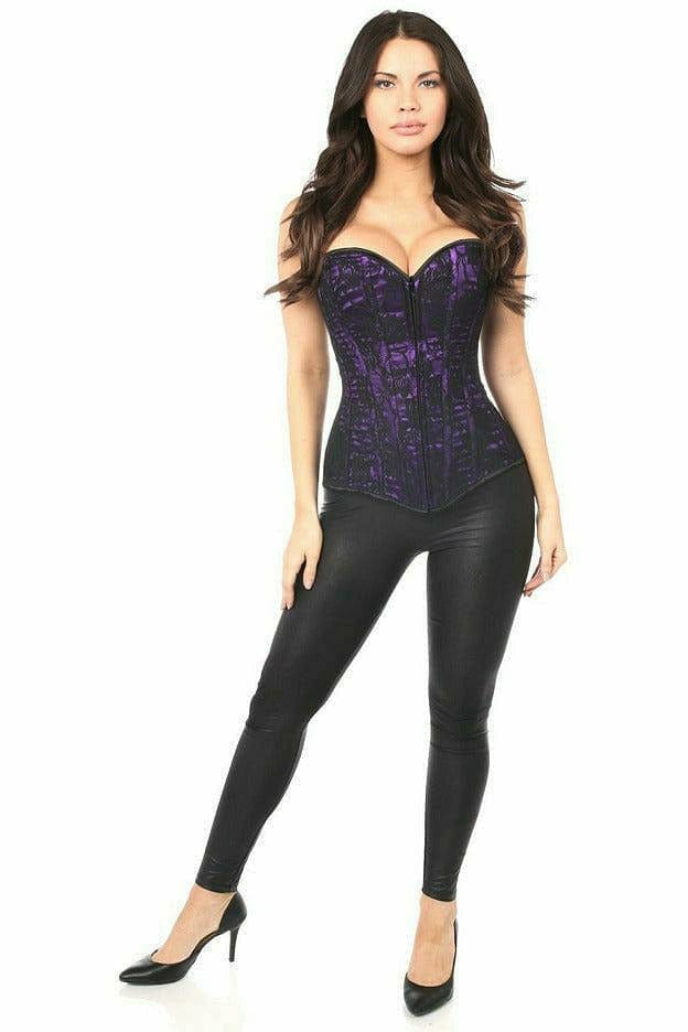 Sexy Purple Lace Front Zipper Corset Musotica.com