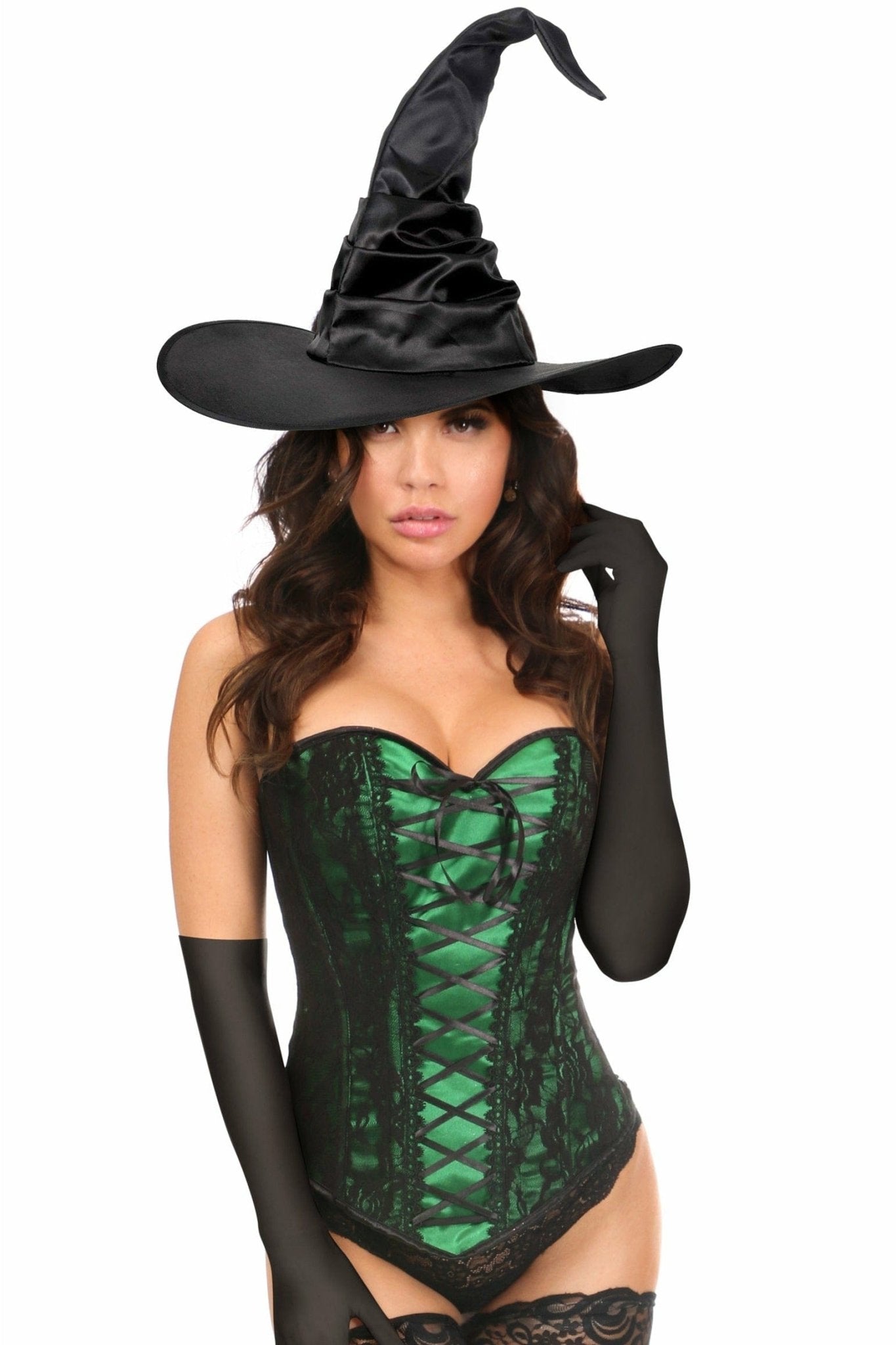 Sexy Three Piece Green Lace Witch Corset Costume Musotica.com