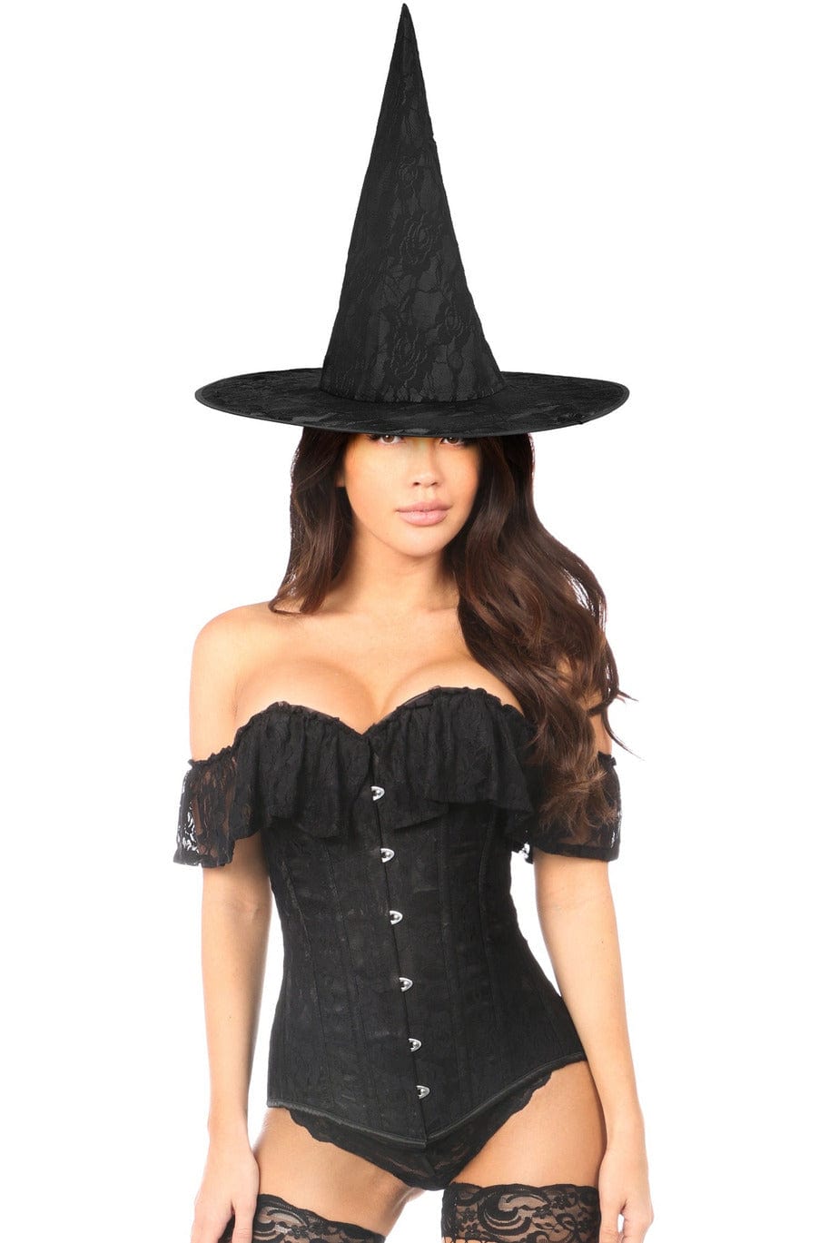 Sexy Three Piece Premium Lace Witch Corset Costume Musotica.com