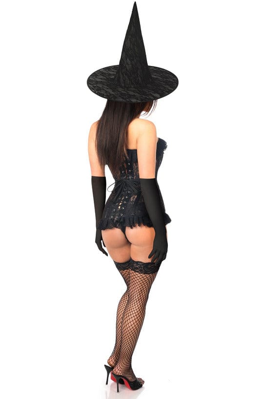 Sexy Three Piece Sheer Lace Witch Corset Costume Musotica.com
