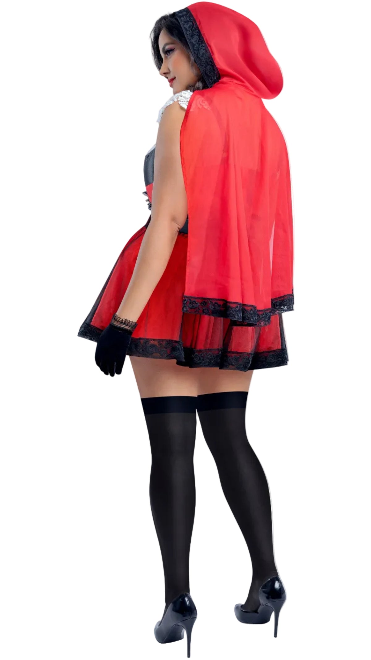 Plus Size Little Red Costume with Hooded Cape and Apron