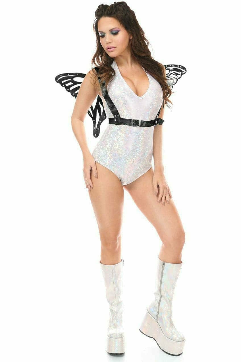 Black Patent Large Butterfly Wing Body Harness Musotica.com