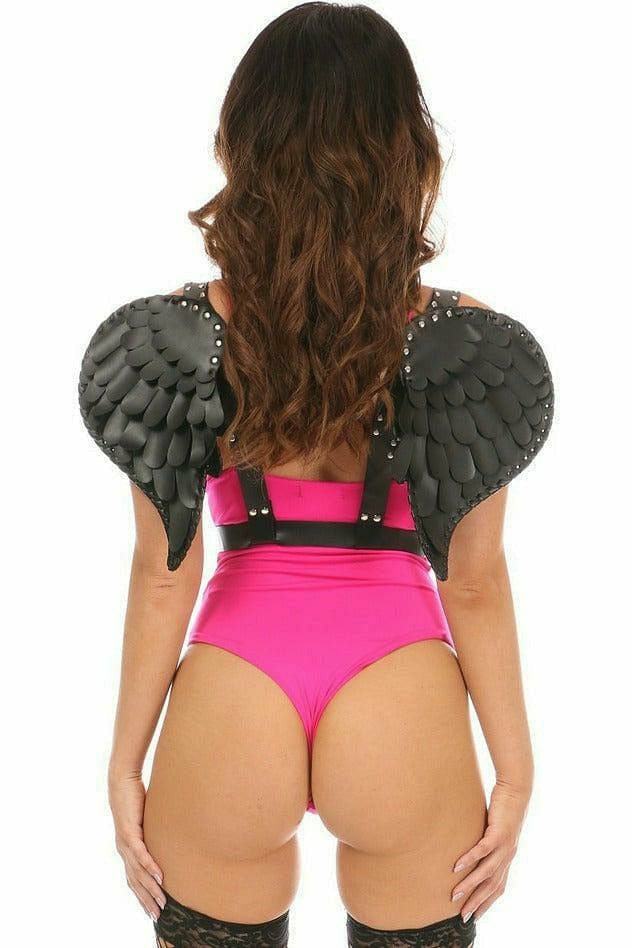Black Vegan Leather Angel Wings Musotica.com