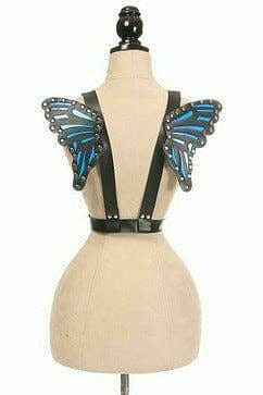 Black With Blue Vegan Leather Butterfly Wings Musotica.com