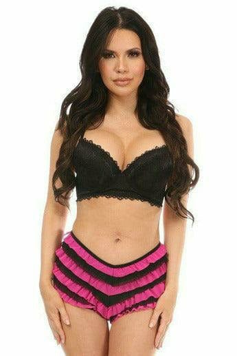 Black with Fuchsia Mesh Ruffle Panty with Bow Musotica.com