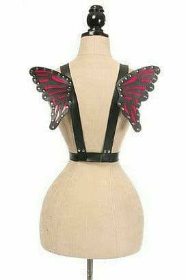 Black With Fuchsia Vegan Leather Butterfly Wings Musotica.com
